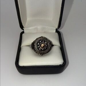 Vintage-Inspired 925 Silver and Gold Ring